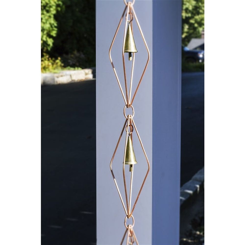 Diamond Bells Polished Copper Rain Chain 8.5 ft.
